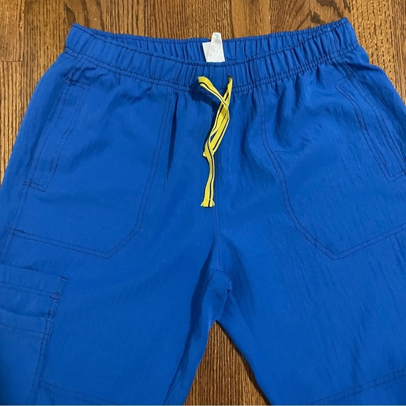 Four Stretch Royal Blue Scrub Bottoms Pants Size Large Petite - Picture 2 of 9
